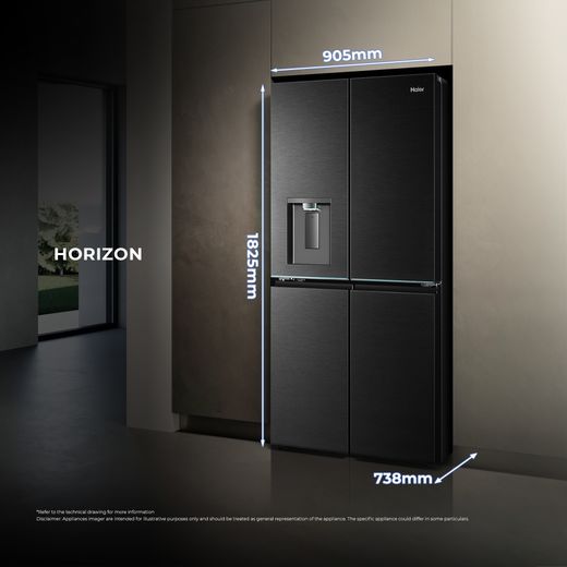 Haier Horizon American Fridge Freezer - Obsidian Steel - Dimensions